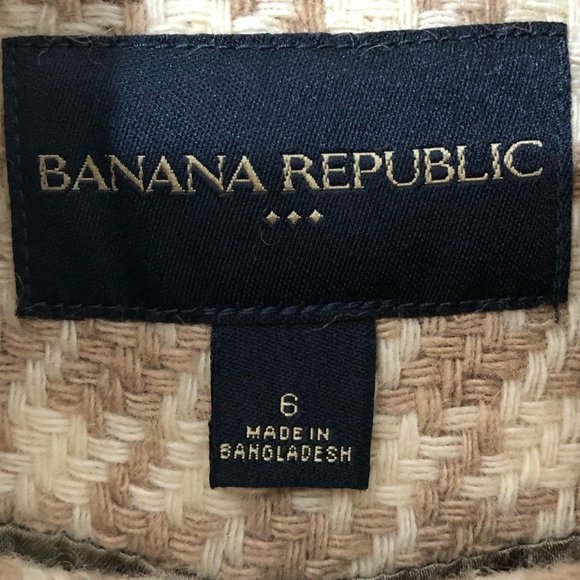 Banana Republic Cream Tan Houndstooth Print Button Front Cropped Coat 6 - Picture 3 of 7